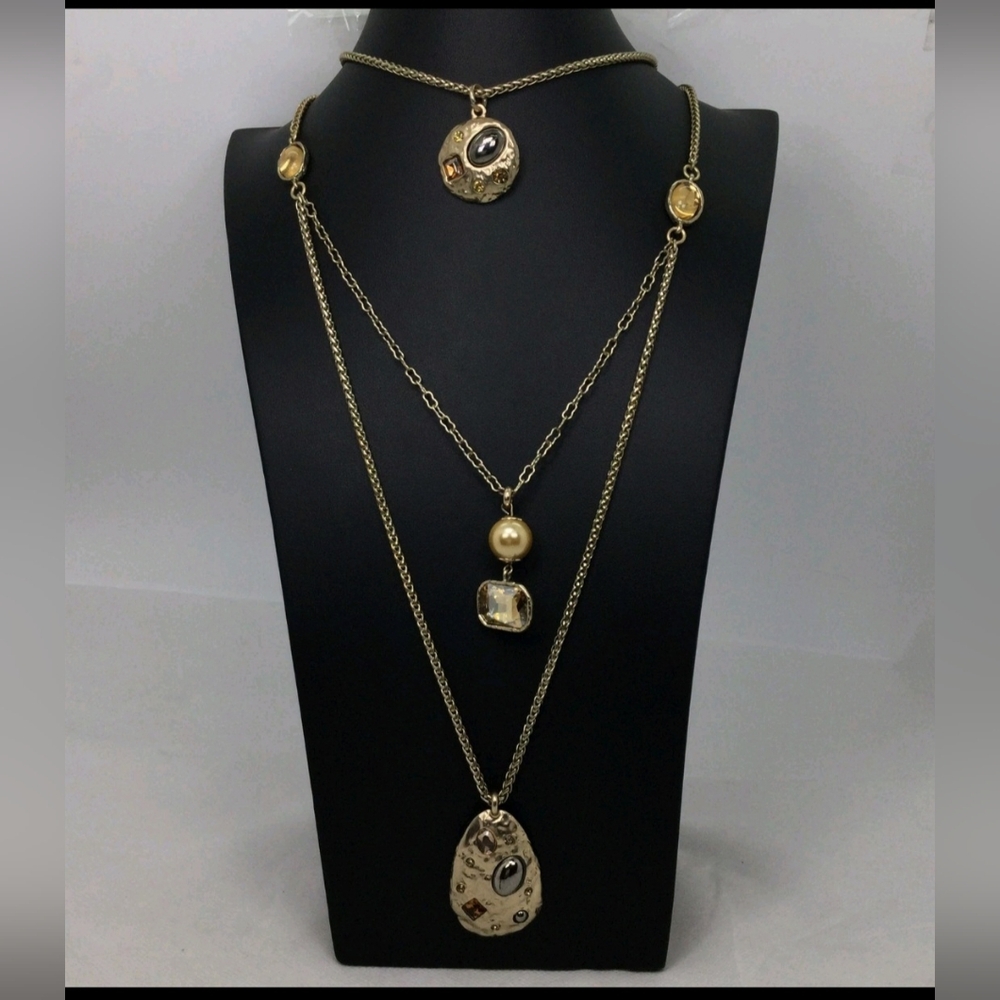 Chico's Rhinestone Layered Chain Necklace